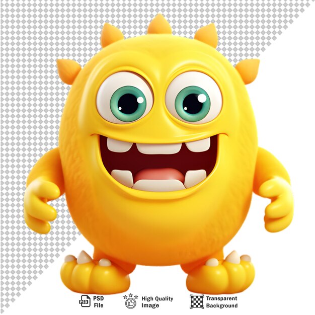 PSD 3d żółty avatar postaci potwora na przezroczystej tle