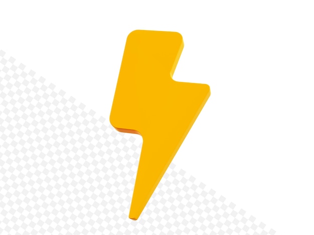 3d żółty symbol ładowarki Żółty znak grzmot Symbol zagrożenia energetycznego Minimalistyczne rozładowanie