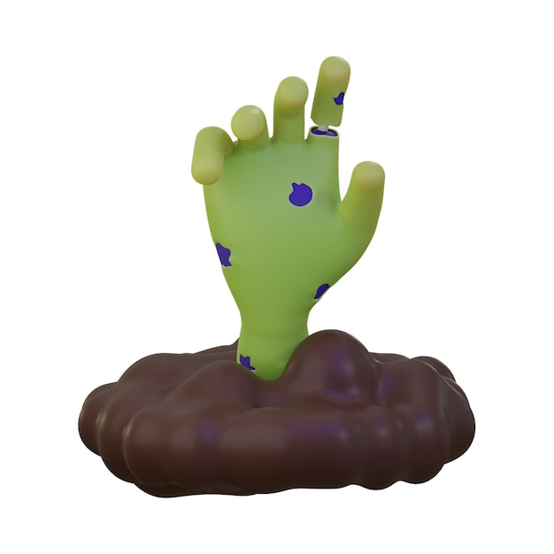 PSD Зеленая икона 3d-руки зомби