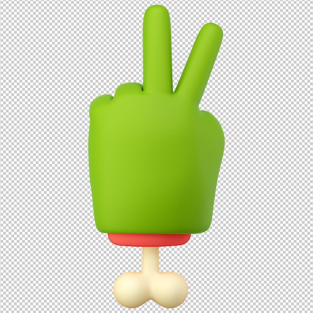 3d zombie hand in plastic cartoon style