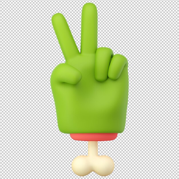 PSD 3d zombie hand in plastic cartoon style