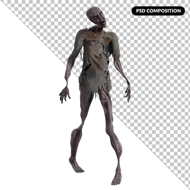 PSD psd premium di rendering 3d isolato zombie 3d