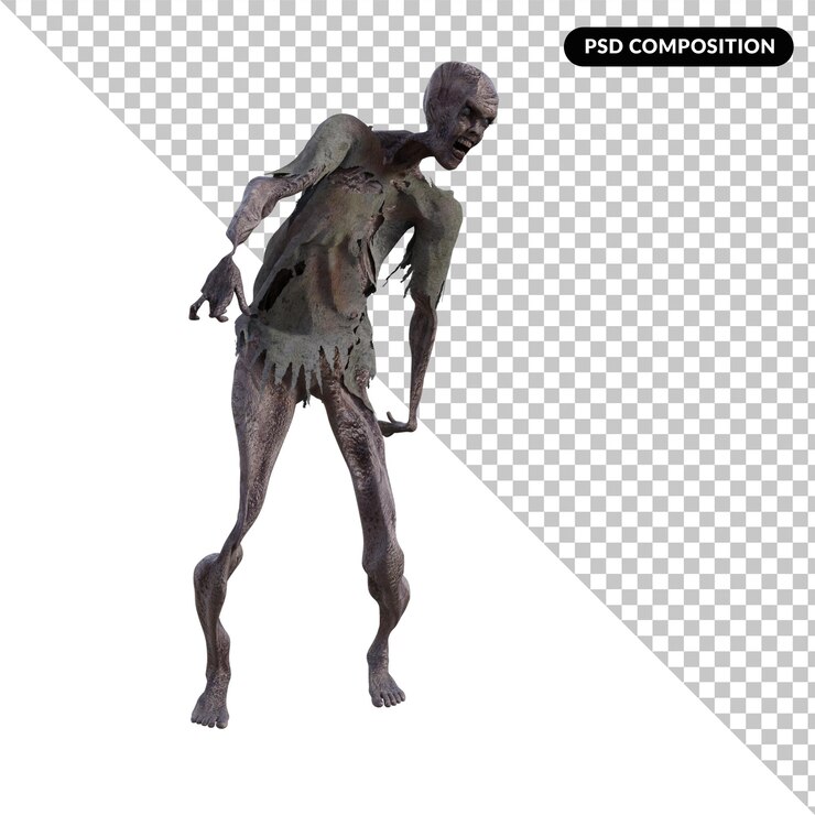 PSD 3dゾンビ分離3dレンダリング プレミアムpsd