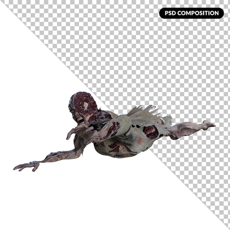 PSD 3dゾンビ分離3dレンダリング プレミアムpsd