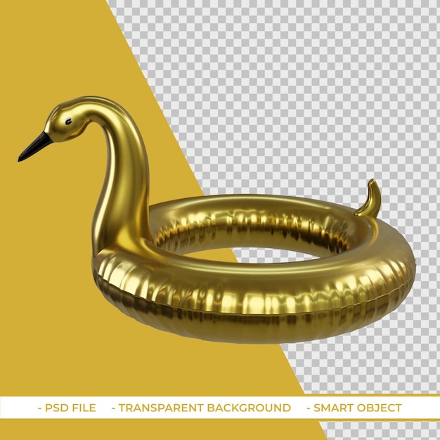 3d zomer gouden flamingo zwembad float geïsoleerd