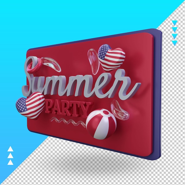 3d zomerfeestdag liefde amerika vlag rendering juiste weergave