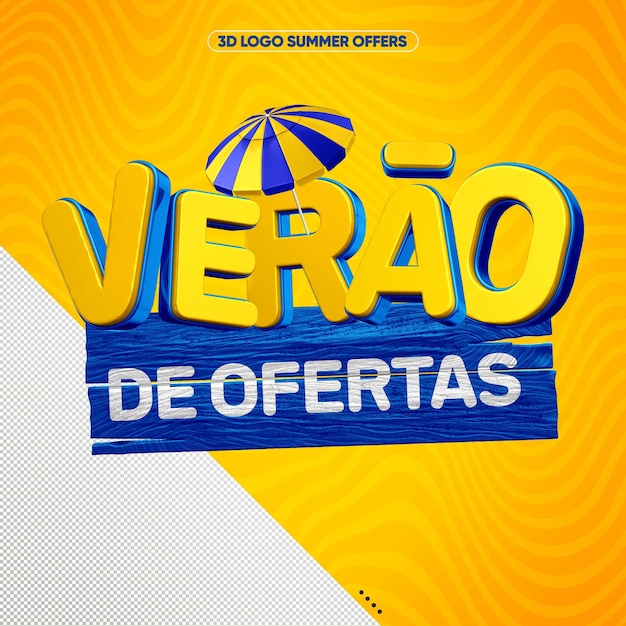3D-zomerlogo van aanbiedingen voor compositie