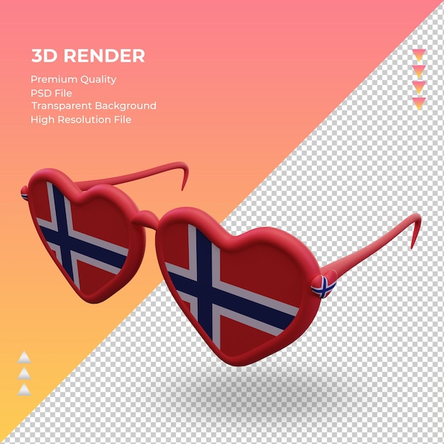 3d-zonnebril houdt van de vlag van noorwegen en geeft de juiste weergave weer