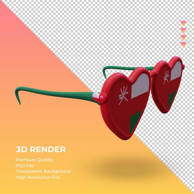 3d-zonnebril houdt van oman-vlag die linkermening teruggeeft
