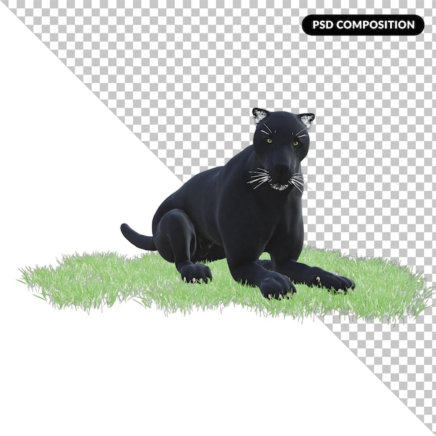 3d zwarte phanter illustratie dierlijke weergave
