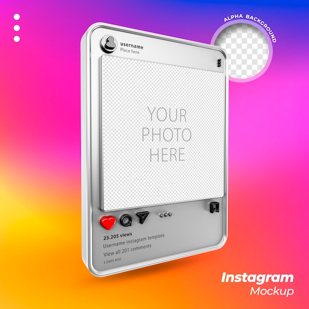 PSD 3d-zwevende berichten van instagram-mockup