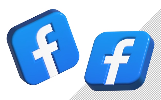 3d zwevende glanzende facebook logo element sociale media mobiele app iconen banner connect uiux geïsoleerd