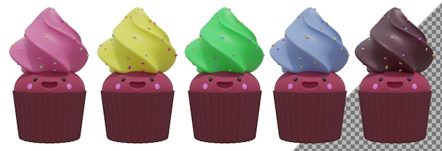 PSD 3dcutecupcakeмультфильм 3d визуализация 3d иллюстрация