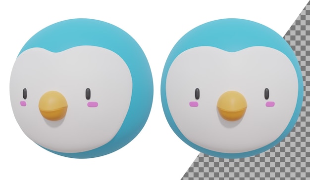 PSD 3 dかわいいペンギン漫画の頭 3 d レンダリング 3 d イラスト