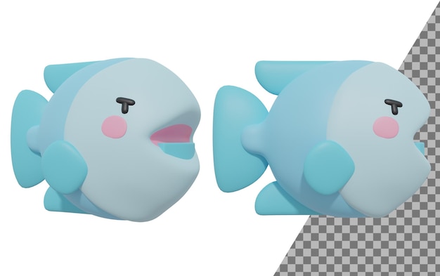 3dcutepiranhafishcartoon 3d geeft 3d illustratie terug