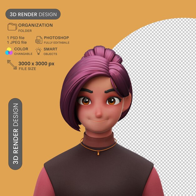 PSD 3dfemale_avatarcharacterillustrazioni2024