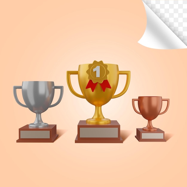 3drendering trophies concept gold silver bronze