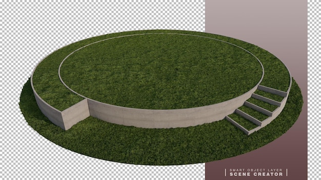 PSD 3ds rendering image of stage on grasses field