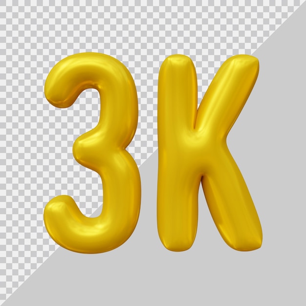 3k follower design nel rendering 3d