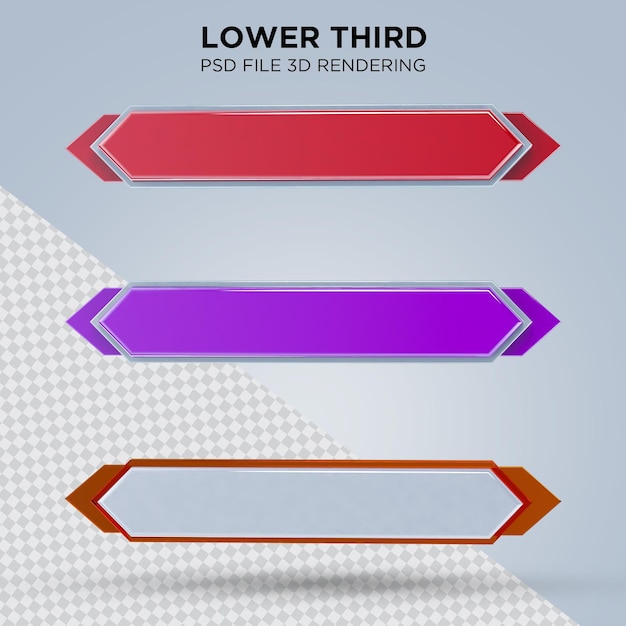 3line onderste derde banner 3d-stijl render premium psd