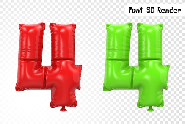 PSD 4 3d-rendering van de nummerballon