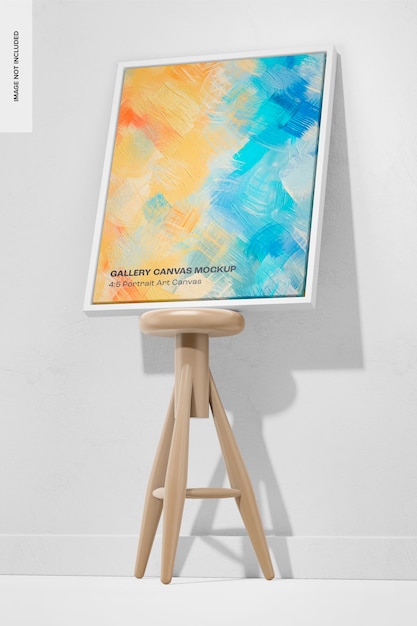 4:5 Portretkunst Canvas Mockup, lage hoek