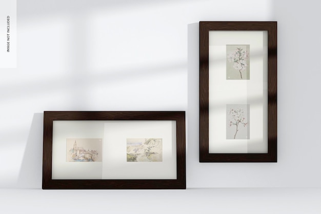 4:6 Multiple Photo Frames Mockup, Leaned