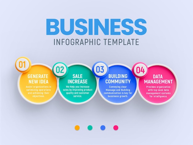 4 adımlı yaratıcı işletme infografik tasarım şablonu