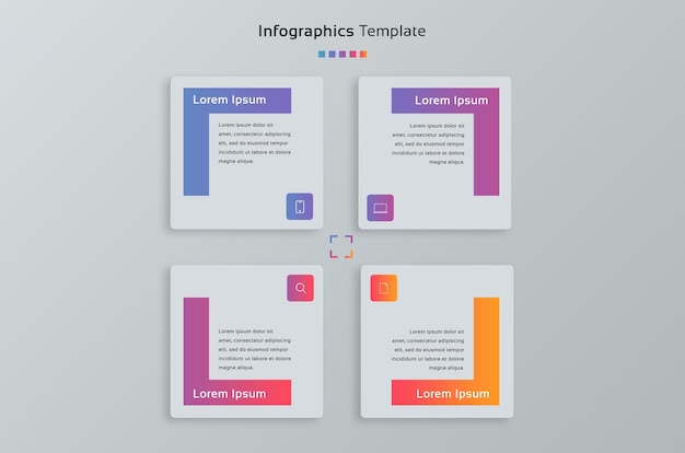 PSD 4 blocks business infographics template