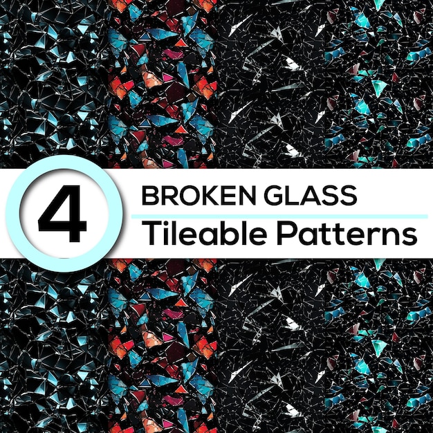 PSD 4 broken glass designs seamless shattered tileable digital patterns