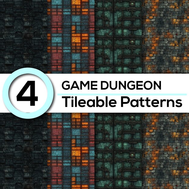 4 текстуры игр dungeon seamless rpg tileable patterns для дизайна