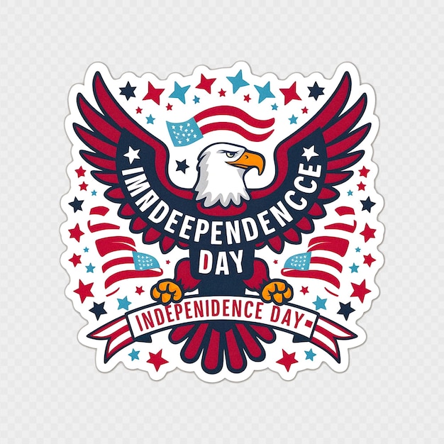 PSD 4 juli amerikaanse onafhankelijkheidsdag sticker set transparante achtergrond