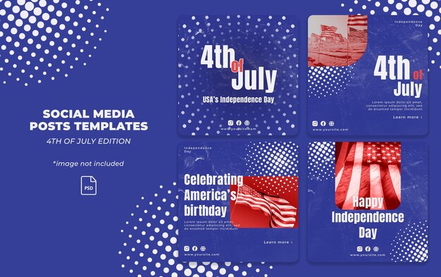 PSD 4 juli ter ere van amerika social media template design