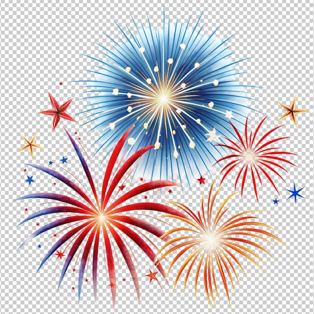 PSD 4 july fire works on transparent background