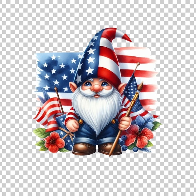 PSD 4 lipca patriotyczny amerykański krasnolud na przezroczystym tle