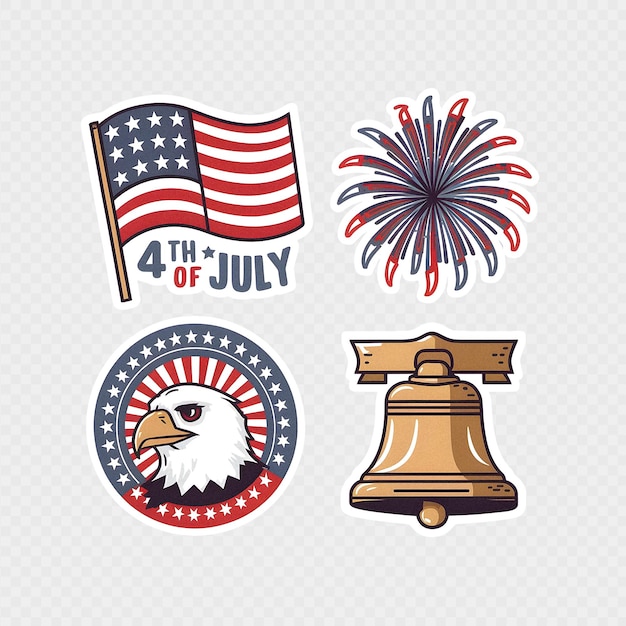 PSD 4 lipca usa dzień niepodległości sticker set przezroczyste tło