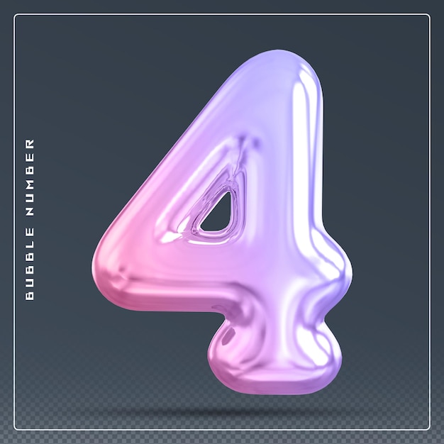 PSD 4 number bubble gradient 3d render