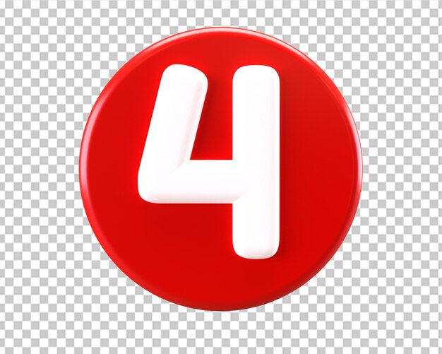 4 number four circle icon 3d render