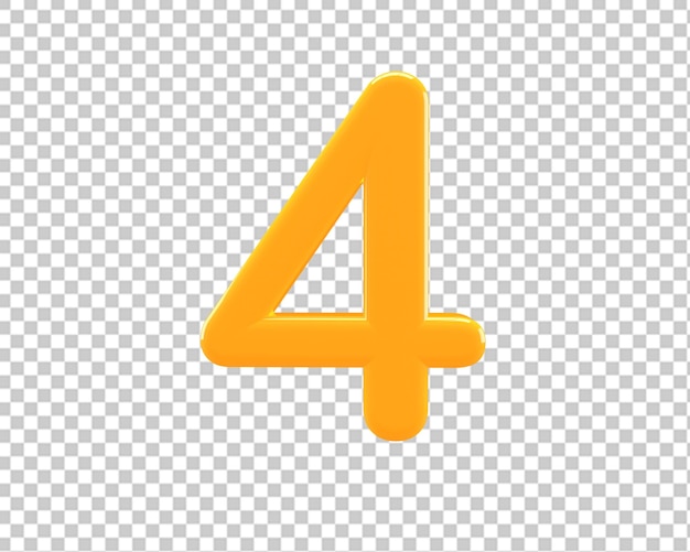 4 number four gold text 3d