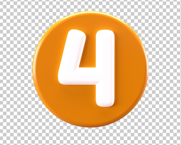 4 number four icon 3d on golden circle