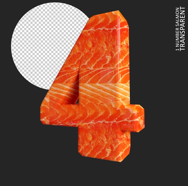 4 number Salmon texture 3d render