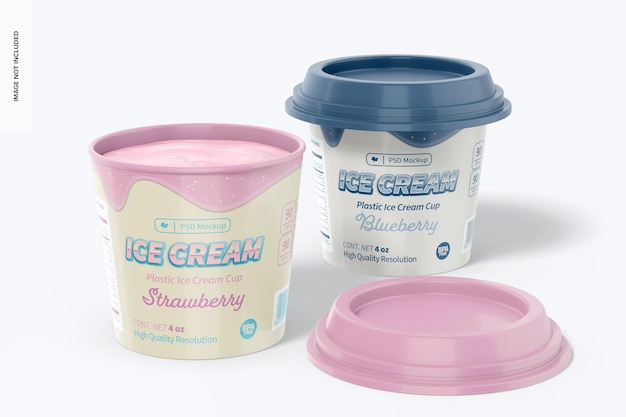 4 oz Plastic Ice Cream Cups Mockup