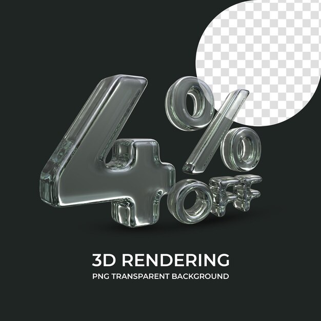 4 percent off 3d rendering isolated transparent background