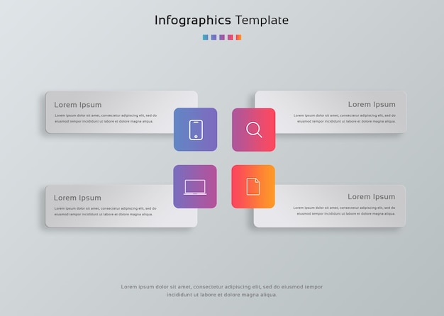 PSD 4 steps business infographics template