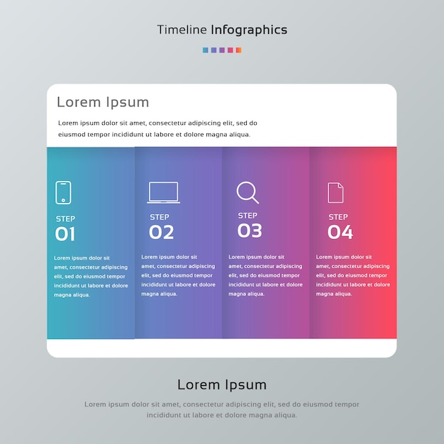 PSD 4 steps business infographics template