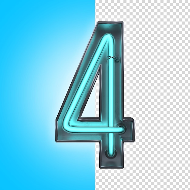 4 Vier Neon 3D-nummer