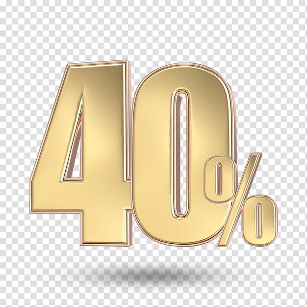 40 골드 숫자 3D 렌더링