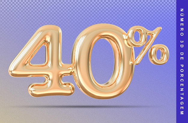 PSD 40 numero percentuale 3d oro