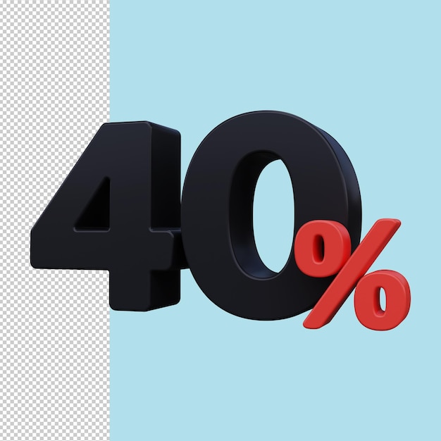 40 off sale discount offer price tag special offer sale 3d rendering premium psd