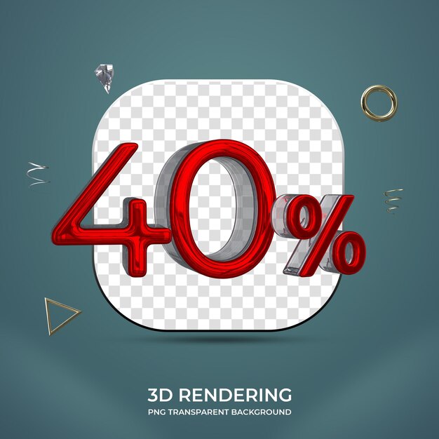 Sfondo trasparente del numero 3d del 40 percento